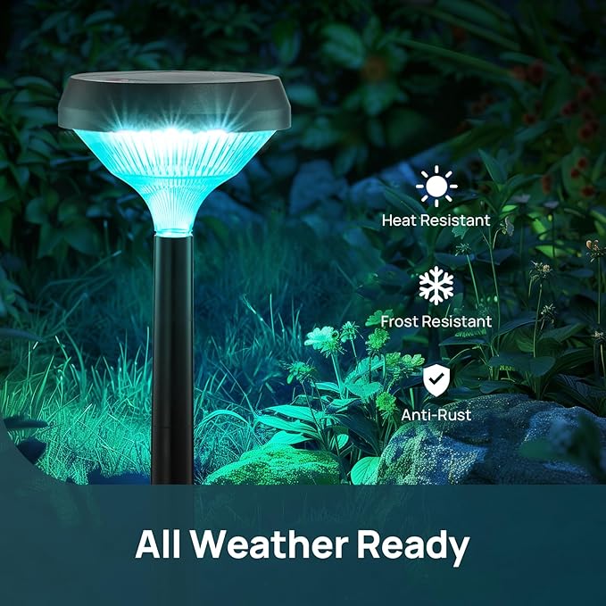 Linkind Solar Pathway Lights 8 Pack, Color Changing Solar Lights Outdoor Waterproof, Multicolor/Warm White/Cool White Solar Lights for Walkway Yard Garden Landscape