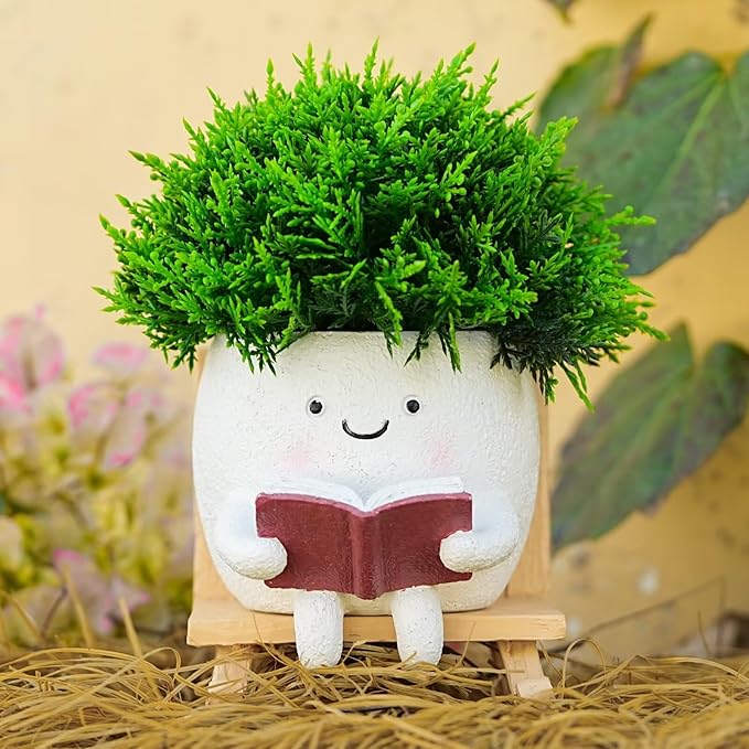 Adorable Rocking Chair Succulent Planter - Cute Small Flower Pot for Plants, Home Décor & Office Desk Decorations (Drainage Hole Included)