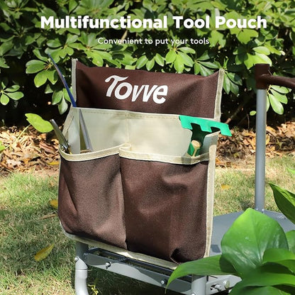 Upgraded Garden Kneeler and Seat with Thicken & Widen Soft Kneeling Pad, Heavy-Duty Foldable Garden Stool with Large Garden Tool Bag, Portable Garden Bench Gardening Gifts for Women, Seniors