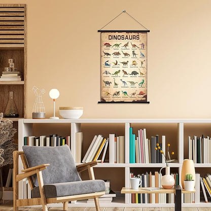 Geyee Dinosaur Vintage Poster Wall decor Mallard Ducks Hunting Art Knowledge Picture Prints Wall Decor for Home Kitchen Office Classroom Living Room Bedroom Frame, 15.8 x 23.6 Inch