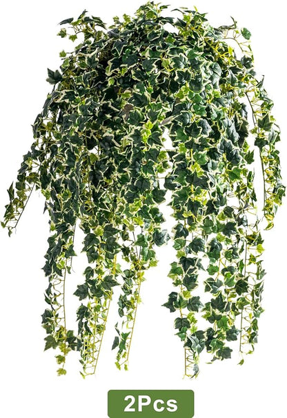 2PCS Fake Plants Decor,Artificial Morning Glory for Home Decor Indoor,Fake Ivy Plants Realistic Faux Plants Indoor for Home Living Room Bedroom Office Decoration
