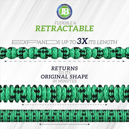 J&B XpandaHose 75ft Expandable Garden Hose with Holder - Heavy Duty Superior Strength 3750D - 4 -Layer Latex Core - Extra Strong Brass Connectors and 10 Spray Nozzle w/Storage Bag (Green 75)