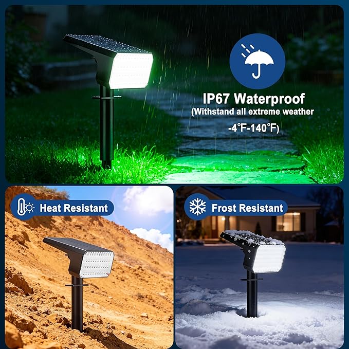 LANSOW Solar Spot Lights Outdoor Color Changing, 12Pack/7 Modes Waterproof Solar Christmas Landscape Spotlights, LED Solar Powered Flood Lights for Yard Garden Pathway Outside Halloween, Auto ON/Off