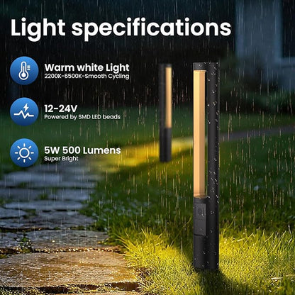 All-In-One LED Low Voltage Landscape Lighting Kit, 12-Pack Pathway Lights with Transformer and UL Listed 100FT Wire 5CCT IP66 Waterproof Landscape Lights with Connectors for Walkway Garden Yard