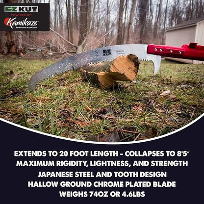 EZ Kut Professional Pole Saw 20’ Extendable - Manual Pole Saw for Tree Trimming. Branch Cutter with Double Hook for Branch Removal - Best Tree Pruner. Tree trimmer pole saw. Since 1988