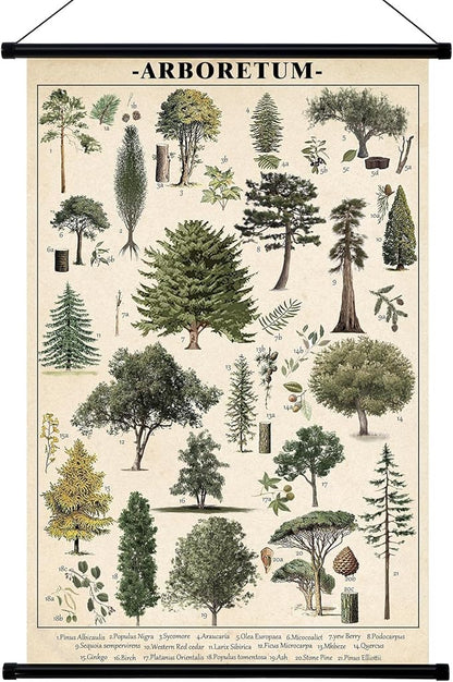 Geyee Tree Vintage Poster Wall decor Mallard Ducks Hunting Art Knowledge Picture Prints Wall Decor for Home Kitchen Office Classroom Living Room Bedroom Frame, 15.8 x 23.6 Inch