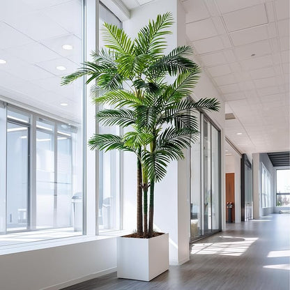 8.2FT Artificial Phoenix Palm Tree Artificial Plants Indoor Outdoor Large Faux Coconut Silk Palm Tree Tropical Fake Tree Faux Sago Palm Plant for Modern Farmhouse Yard Outside Patio Poolside