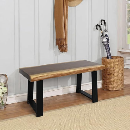 Natrual Solid Wood Live Edge Bench 31"x13"x18"H Rectangle Wooden Entryway Bench Rustic End Table Coffee Side Table Living Room Bedroom Bathroom Patio Outdoor Garden Foot Rest Stool