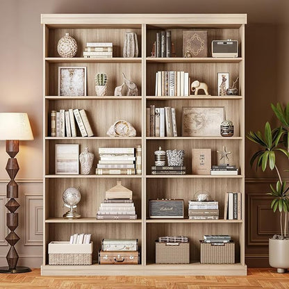 Vyre 70.8" Tall Brown Bookshelf, Farmhouse Modular Bookcase with 6-Tier Adjustable Shelves, Large Storage Cabinet for Home Office, Living Room