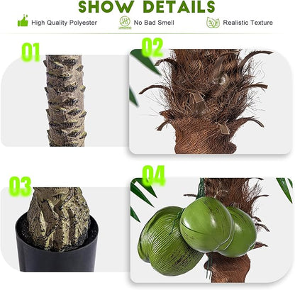 9FT Large Artificial Palm Tree Big Faux Tropical Phoenix Trees Indoor Outdoor Realistic Floor Plants Tall Fake Plant for Home Living Room Office Decor Porch Outside Patio arboles para decoracion