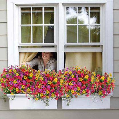 12 Bundles Artificial Flowers,Faux Plants for Spring Summer Decoration, UV Resistant Colorful Violets Eucalyptus for Outside Home Planter Porch Patio Yard Decor