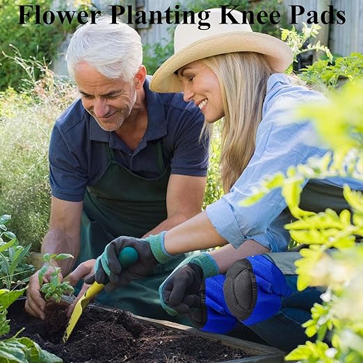 Gardening Knee Pads for Women & Men with Adjustable Non-Slip Straps — Perfect Foam Knee Pad for work, Garden, Yard, Mechanic, Womens Knee Pads for Cleaning Floors or Soft Kneeling Pads for Christmas, Blue L (1 Pair)