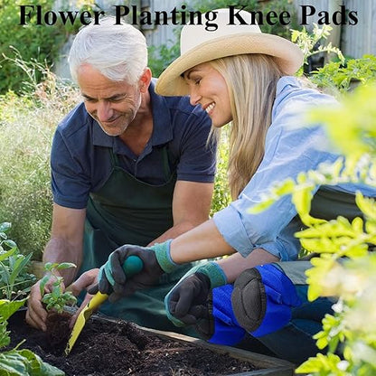 Gardening Knee Pads for Women & Men with Adjustable Non-Slip Straps — Perfect Foam Knee Pad for work, Garden, Yard, Mechanic, Womens Knee Pads for Cleaning Floors or Soft Kneeling Pads for Christmas, Blue L (1 Pair)