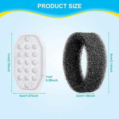 24 Pcs Cat Water Fountain Filters Replacement & Pre-Filter Sponges for 108oz/3.2 Stainless Steel Pet Water Fountain with Water Level Window