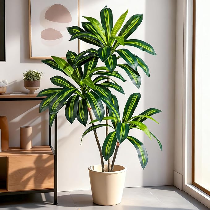 Tall Fake Tree Artificial Trees Plant with White Planter Pot Indoor Outdoor Potted Silk Plants Large Faux Trees loor Floor for Home Living Room Office Outside Patio para decoracion Housewarming Gift