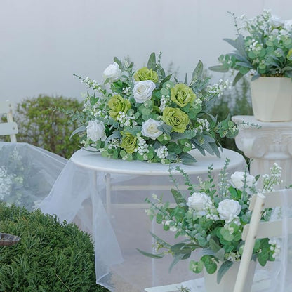 QGHPY 120 Pcs 4 Kinds Mixed Eucalyptus Leaves and Eucalyptus Greenery Stem, Artificial Baby Breath Bulk and Greenery Stems for Weddings, DIY Floral Arrangements and Home Decor.