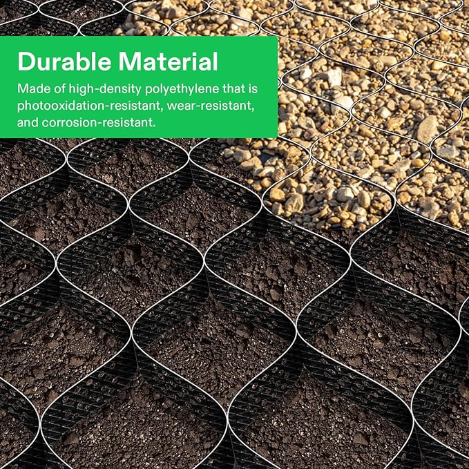 VIVOSUN 3’’ Depth Ground Grid, 9x17 ft, High-Density HDPE Geo Cell, 1885 lbs per sq ft Load, Foldable & Tensile, Easy Installation with Gloves, Perfect for Gardens, Driveways, Pathways, Slopes
