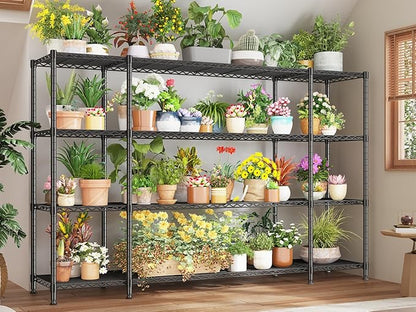 REIBII 78.4" W Storage Shelves 1500LBS Load, Metal Shelving Unit Heavy Duty Wire Shelving for Garage Storage Rack, Adjustable Metal Shelf for Pantry Commercial Kitchen Storage Shelves, 11.8''D x 59''H