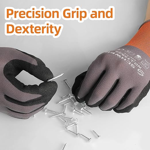 Schwer 240 Pairs Safety Work Gloves with Sandy Nitrile Coating LT5626, Max Abrasion Resistance Heavy Duty Working Glove with Grip for Men and Women, Ideal for Mechanic, General-Purpose, L