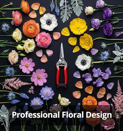 Gardeness Pruning Shear Straight Pruning Snip with Stainless Steel Serrated Blade, Adjustable Joint Screw Micro Tip Garden Scissor for Arranging, Trimming, Harvesting Fruit, Vegetables, Made in Taiwan