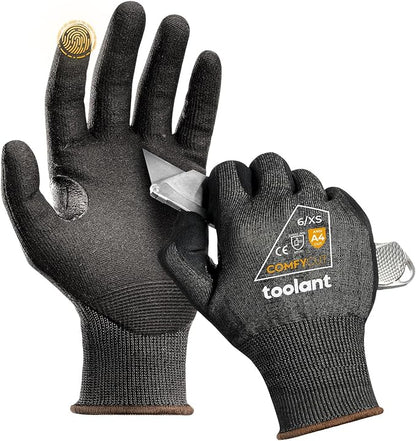 toolant ANSI A4 Cut Resistant Work Gloves without Steel & Fiberglass, Ultra Light Comfort & Proper Fit,for Mechanic,Gardening