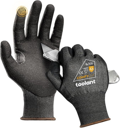 toolant ANSI A4 Cut Resistant Work Gloves without Steel & Fiberglass, Ultra Light Comfort & Proper Fit,for Mechanic,Gardening