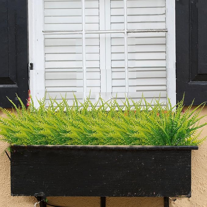 80 Pcs Artificial Fake Boston Fern Plants Bushes Faux Plants Shrubs Greenery UV Resistant for House Office Garden Indoor Outdoor Décor