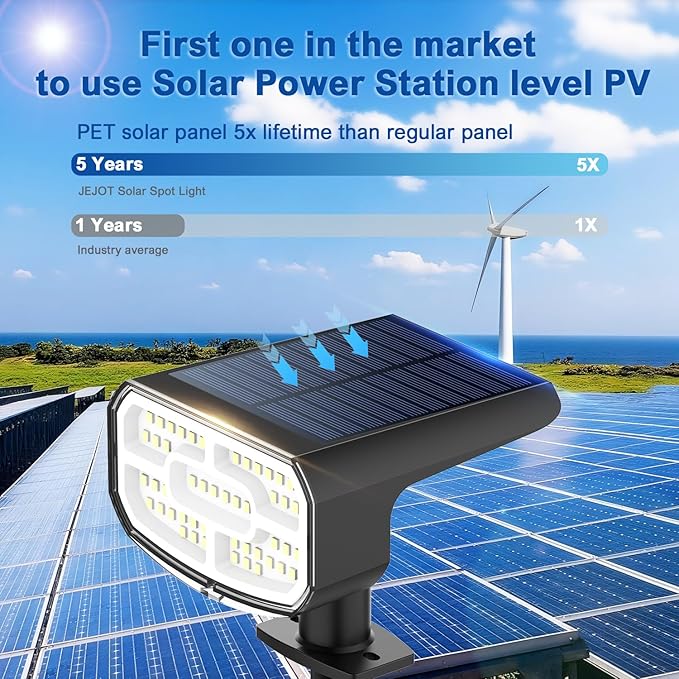 Solar Lights Outdoor Waterproof IP65, Super Bright LED, 6500K 2 Lighting Modes, Solar Powered Yard Garden Solar Spot Lights for Outside Landscape Auto On/Off -6500K,6 Pack