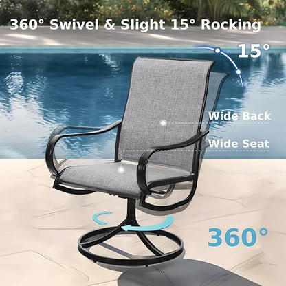 MFSTUDIO Outdoor Dining Set for 8, Patio Table and Chairs Set with Umbrella Hole, 9 Piece Outdoor Patio Furniture Set for Deck/Backyard/Poolside/Garden