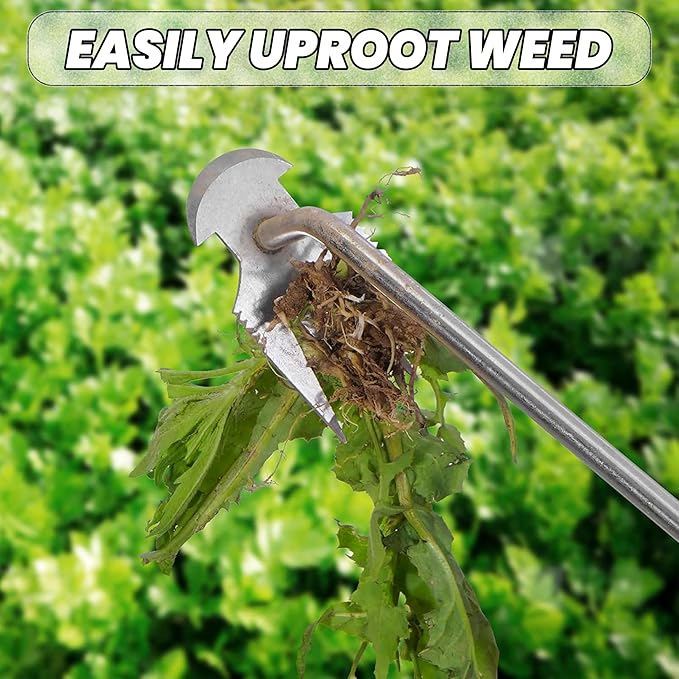 Set of 2 Black Weed Puller Tool, New Durable Garden Weed Pulling Tool, Portable Garden Weeder Tool for Vegetable Gardening Backyard Farm Planting & Weeding (Black Handle)