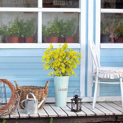 10 PCS Silk Flowers with Long Stems Artificial Flower for Tall Vase Outdoors Fake Babys Breath Bouquet Faux Floral Wedding Party Decoration Home Indoor Table Centerpiece Decor (Yellow)