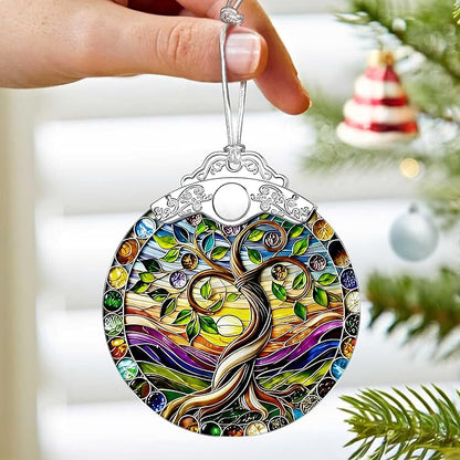 Tree of Life Ornament – Christmas Decoration & Christmas Ornament; Stained Glass Holiday Decoration (Holiday Present, Bauble Present, Gift Idea, Gift Exchange) | Heirloom Keepsake