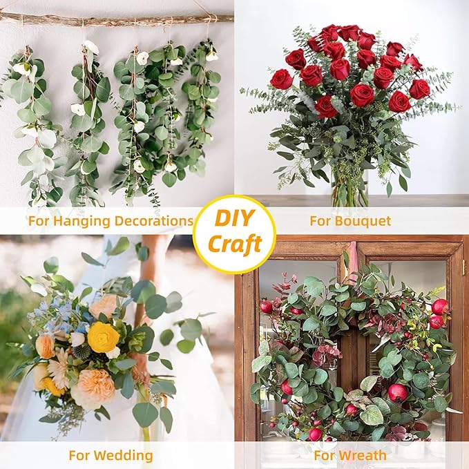 32 Pcs Large Dried Eucalyptus & Silver Dollar Leaves Bundle - 100% Natural Real Fresh Plants, 17" Preserved Eucalyptus Stems for Shower Hanging, Bathroom Decor, Garland, Greenery Plant (32)