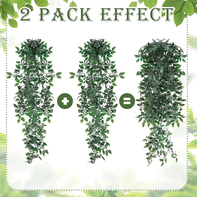 8 Pcs Artificial Hanging Plants Fake Hanging Ferns Plastic Faux Plants for Wall Room Garden Garland Indoor Outdoor Decor No Basket (Eucalyptus,Mandala Vine)