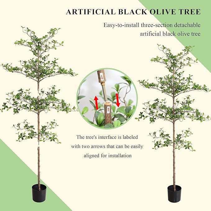 Artificial Black Olive Tree, 7FT Tall Faux Shady Lady Tree with Potted, Fake Olive Tree for Home Decor Indoor