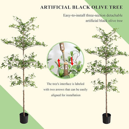 Artificial Black Olive Tree, 7FT Tall Faux Shady Lady Tree with Potted, Fake Olive Tree for Home Decor Indoor