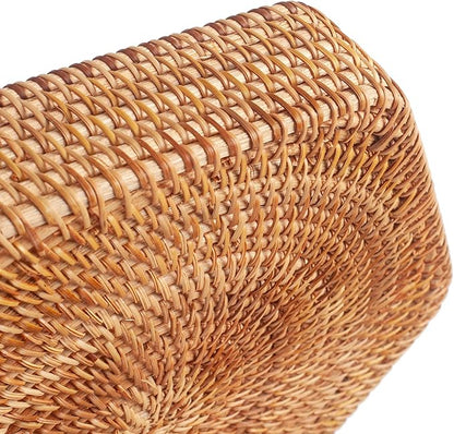 Hexagon Rattan Serving Tray for Coffee Table Woven Decorative Basket Trays for Ottoman Natural (8.7Inch x 1.8Inch)