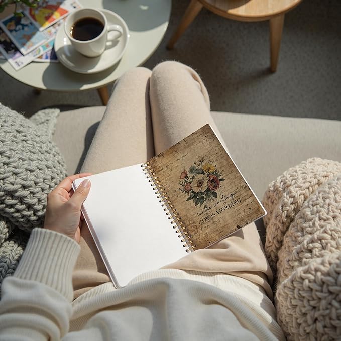 Vintage Floral Spiral Notebook, Flower Notebook Journal for Women, Retro Floral Plant Journal Diary for School Work, Cute Aesthetic School Supplies for Teens Girls Women, 5.5x8.3 Inch