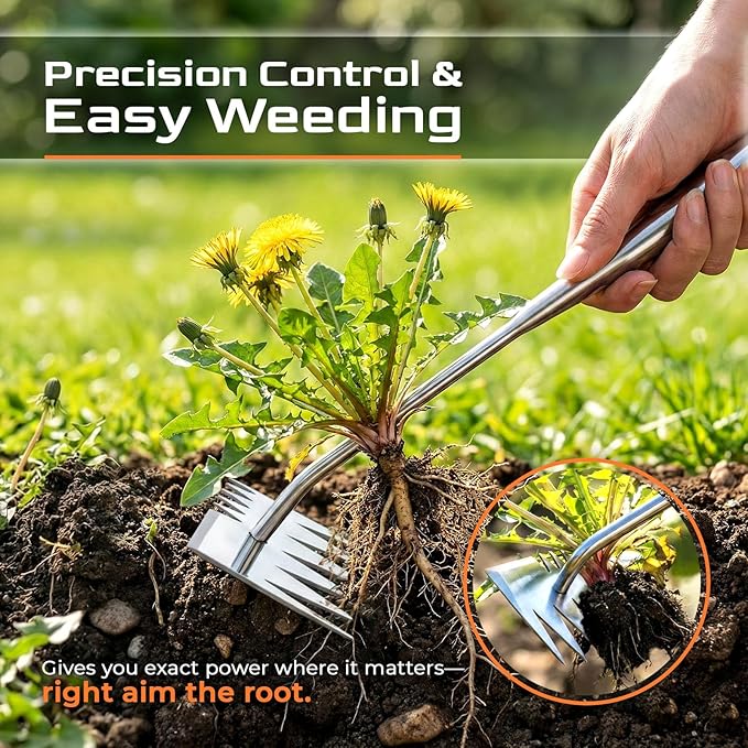 2025 Upgraded Weed Puller Tool, 6-Tooth Manganese Steel Manual Weeders, Portable Garden Weed Remover Tools for Vegetable Gardening Backyard Farm Planting & Weeding