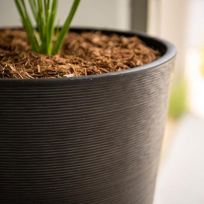 XBrand Modern 28-Inch Tall Round Planter, Modern Tapered Planter Perfect for Indoor & Outdoor Planter, Patio Décor, Black
