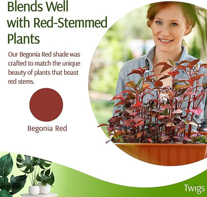 Stackable Plant Support Stakes, Indoor & Outdoor Houseplant Stem Support, Garden Accessories, Durable Trellis Alternative for Climbing & Potted Plants - Begonia Red, 3 Pack, 17" L