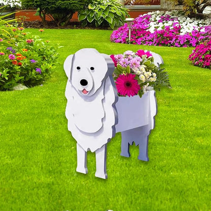Great Pyrenees Dog Planter Plant Pots,Cute Dog Flower Planter,Gifts for Pet Lovers,Unique Animal Plant Pots,Office,Indoor Outdoor Garden Decor(9.45 * 6.02 * 13.39in)