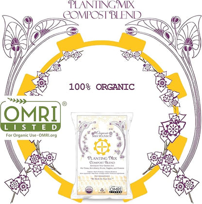 Organic Mechanics Planting Mix Compost Blend, 1 Cu Ft - Revitalizes Garden Soil with Compost, Pine Bark, Coconut Coir, and Worm Castings for Raised Beds, Gardens & More - Peat-Free & Eco-Friendly