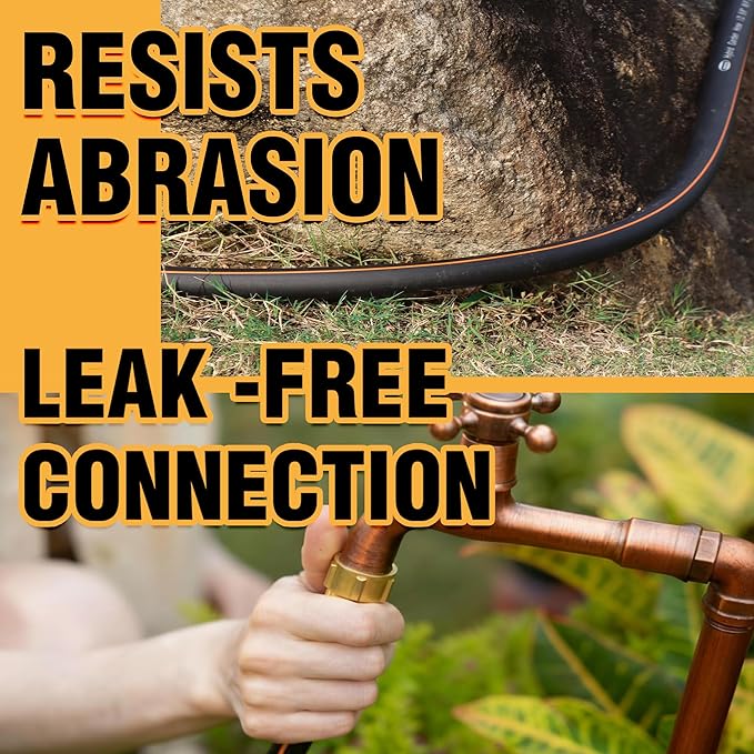 5/8 in. × 75 ft. Flexible Hybrid Rubber Garden Hose, High Flow 5/8" I.D. No Memory Durable Lightweight Water Hose for Watering, Irrigation, Water Transfer Pump
