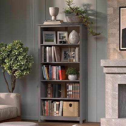 From the Tree Furniture Solid Pine Wood Bookcase – Tall Bookshelf with 4 Adjustable Shelves for Home, Office & Kids Room