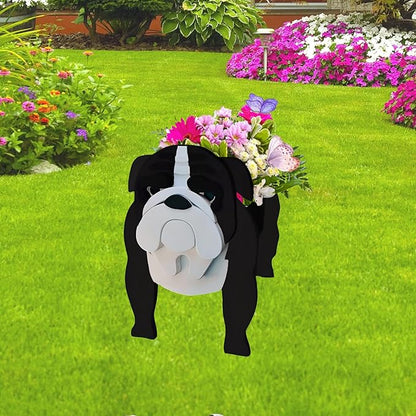 Black English Bulldog Dog Planter Plant Pots,Cute Dog Flower Planter,Gifts for Pet Lovers,Unique Animal Plant Pots,Office,Indoor Outdoor Garden Decor(9.45 * 7.48 * 10.63in)