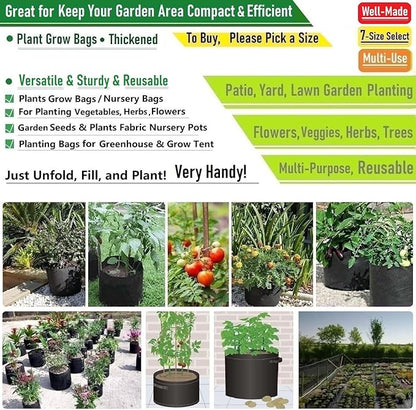 5-Pack 15 Gallon Thickened Plant Grow Bags (20x12 inch) Fabric Plant Pots for Potato,Tomato Planters,Herbs Veggies Planter Bags,Flower Pot,Garden Pot,Barrel Planter,Plant Container W/ Gardening Gloves