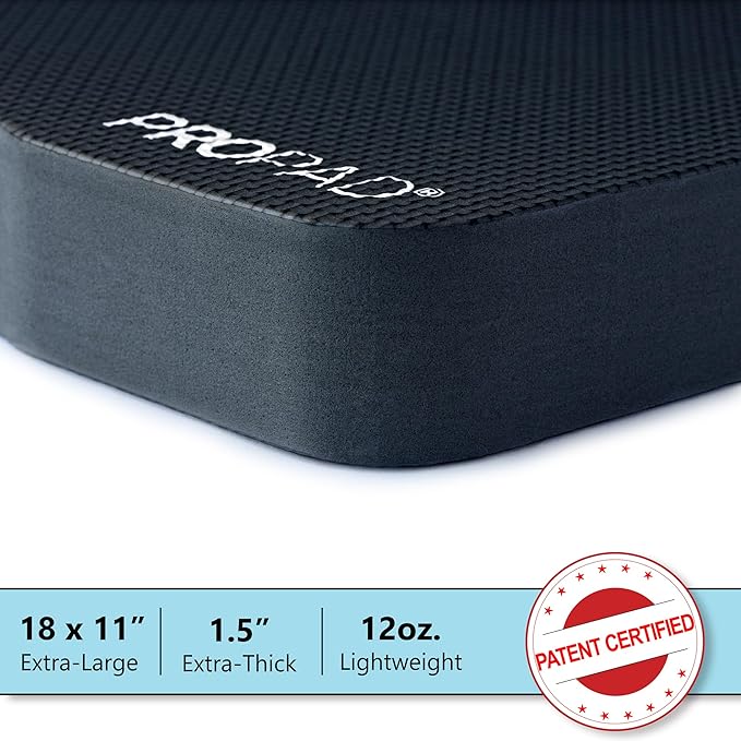 Thick Kneeling Pads, Garden Kneeler for Gardening, Bath Kneeler for Baby Bath, Kneeling Mat for Yoga, Knee Pad for Work, Extra Large (XL) 18 x 11 x 1.5 Inches, Black (Pack of 2)
