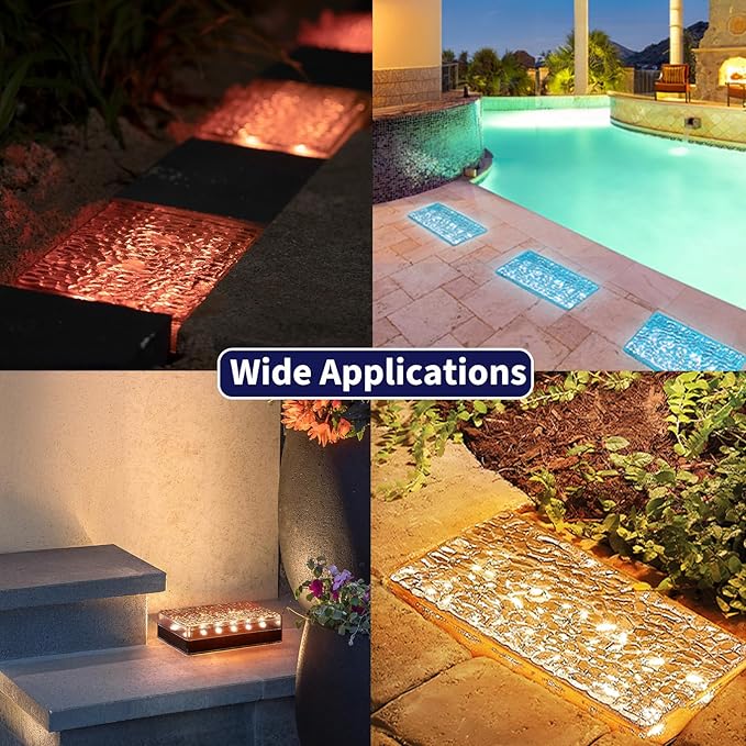 Solar Driveway Lights Color Changing, 6x9 Inch Solar Paver Light, Heavy Duty IP67 Waterproof Recessed Brick LED, Landscape Lighting for Pathway, Ground, Pool, Patio, Garden (RGBW, 6Pack)