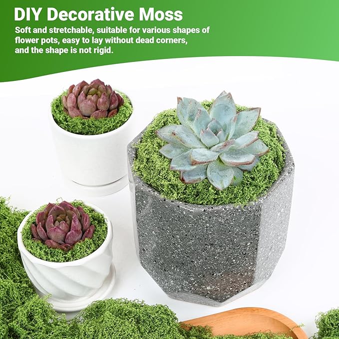 Artificial Green Moss for Potted Plants, 24.7 oz Fake Moss Decor for Indoor Plants, Glass Containers, Wedding, Gardens, DIY Crafts (Light Green)